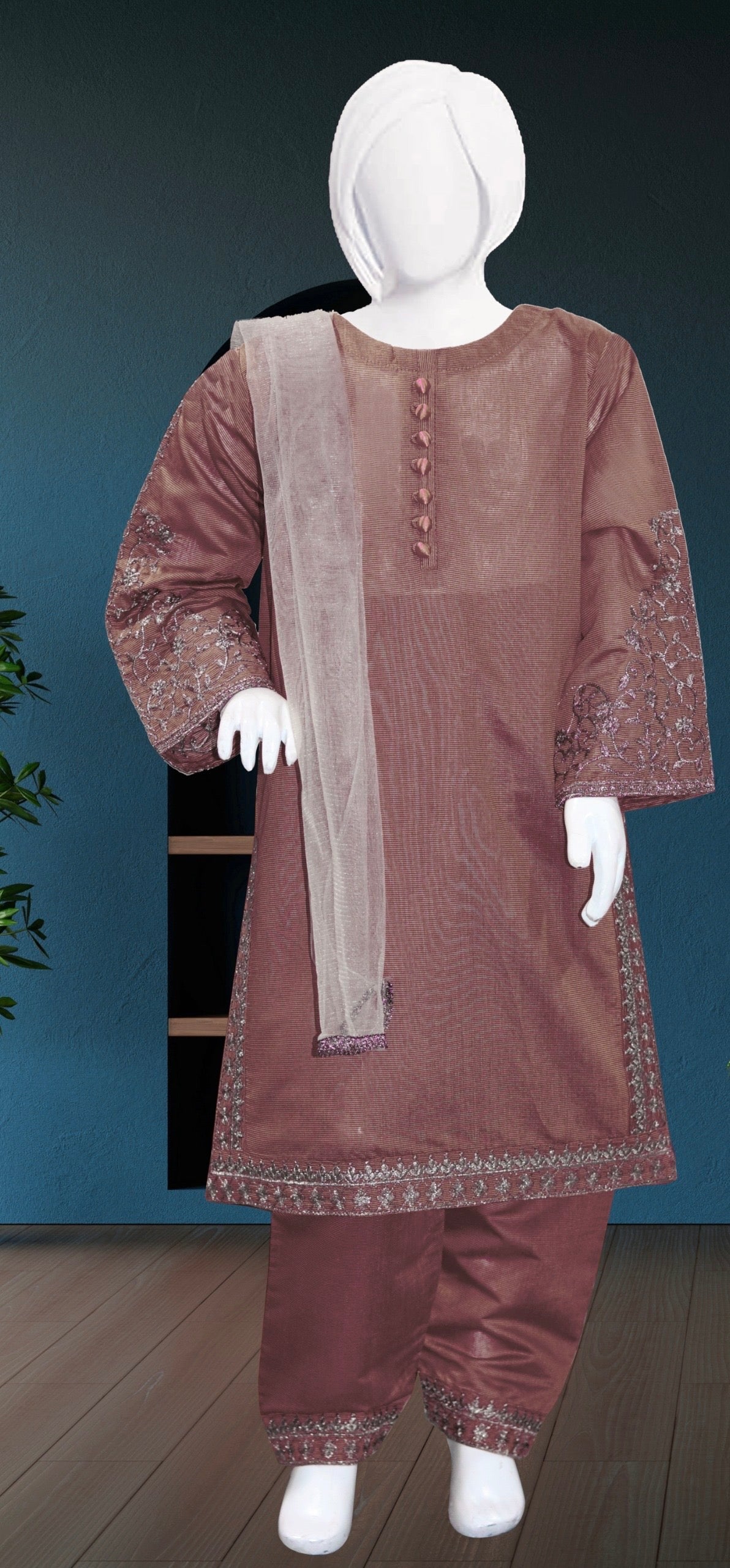 TeaPink-3pc Shalwar kameez