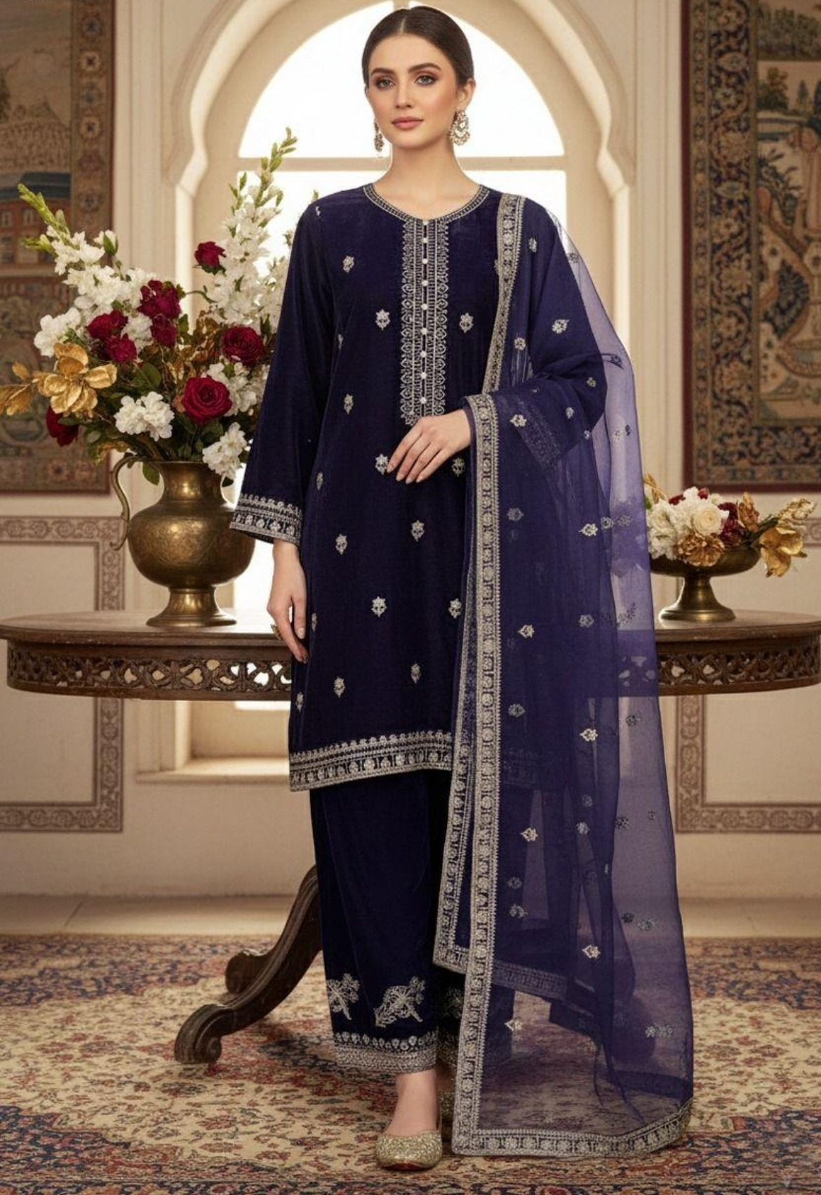 Noor’s-3Pc Velvet-Navy Blue