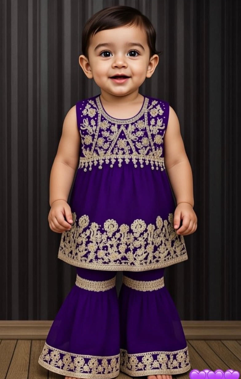 Baby Purple Shararah-2pc