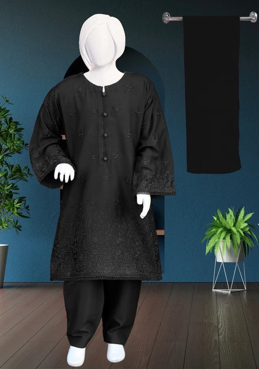Noor’s-Black Linen Kameez Shalwar-3Pc