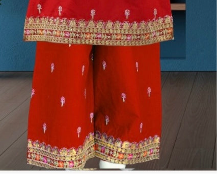 Red-3pc Cotton Kameez shalwar