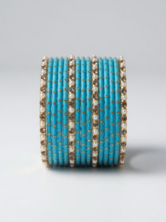 Size: 2.8 Blue & Pearl Bangles