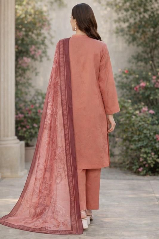 Brand:MTJ-3pc Peach Jacquard