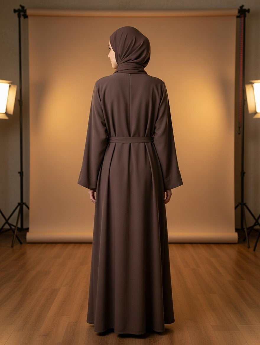Noor’s-Dark Brown Abaya set-2pc