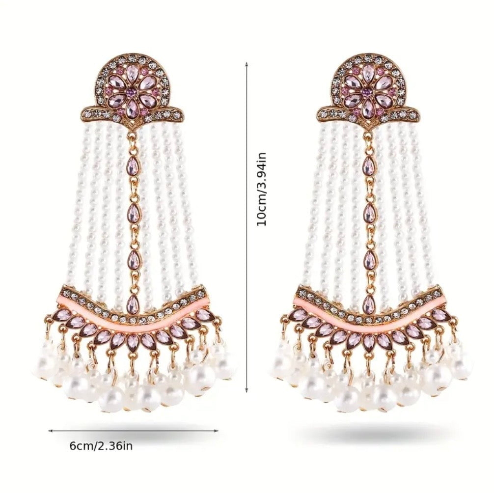 Large Pearl Jhumka/Tassel Earrings
