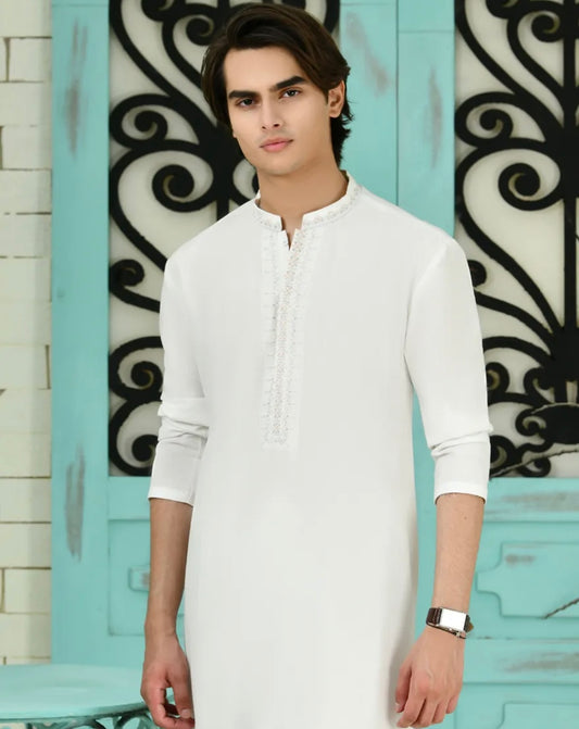 Off white-Kameez Shalwar-Teen Boys- J.