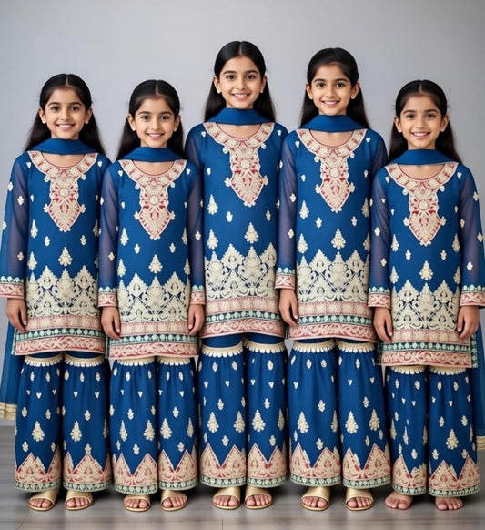Noor’s-Royal Blue Shararah-3pc