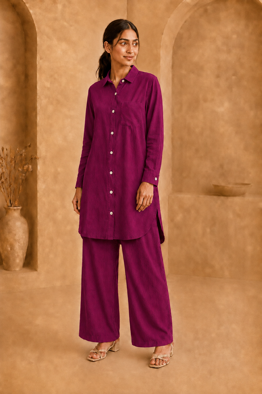 Medium Length W/Buttons-Deep Plum