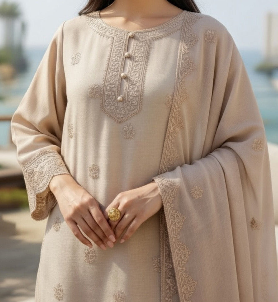 Noor’s-Festive Kameez Shalwar-Beige
