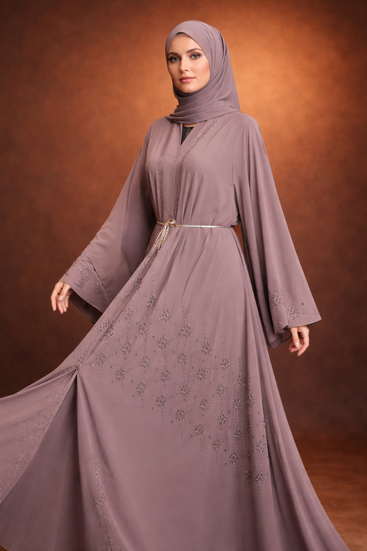 Noor’s-Tea Pink-Abaya set-2pc