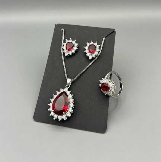 Red-3D Zircon Locket Set