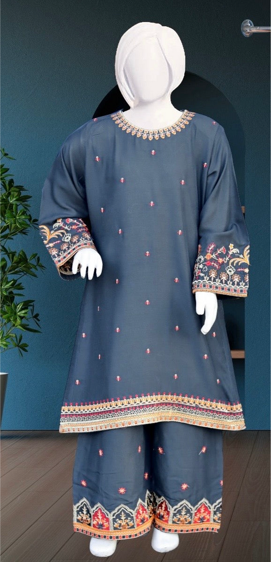 Grey-3pc Linen Shalwar kameez