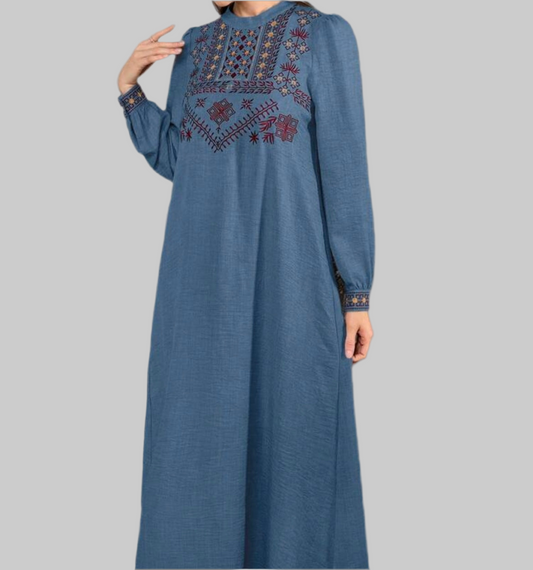 Noor’s-Blue Dress-Embroidered