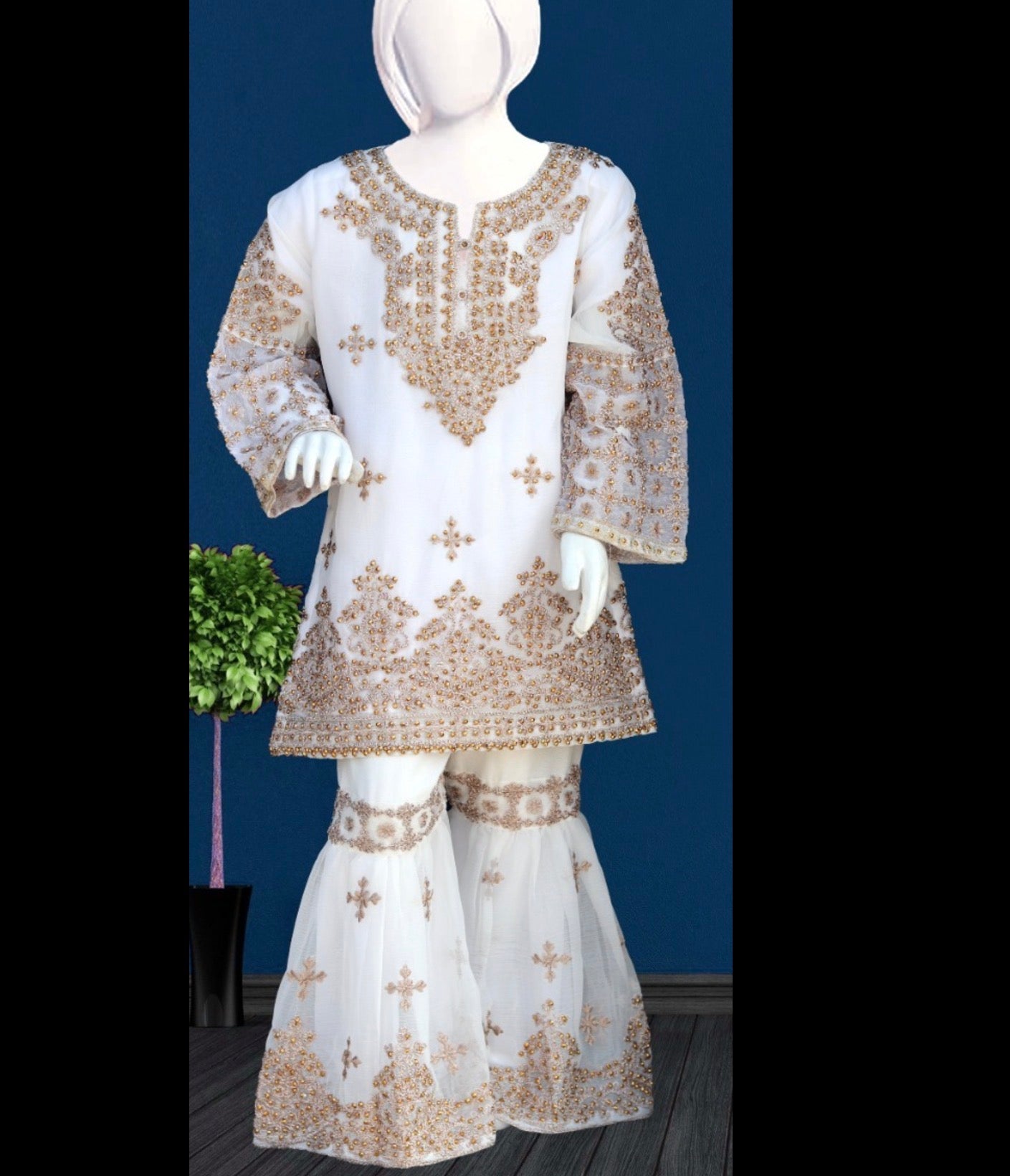 Noor’s 3pc Shararah Set-White