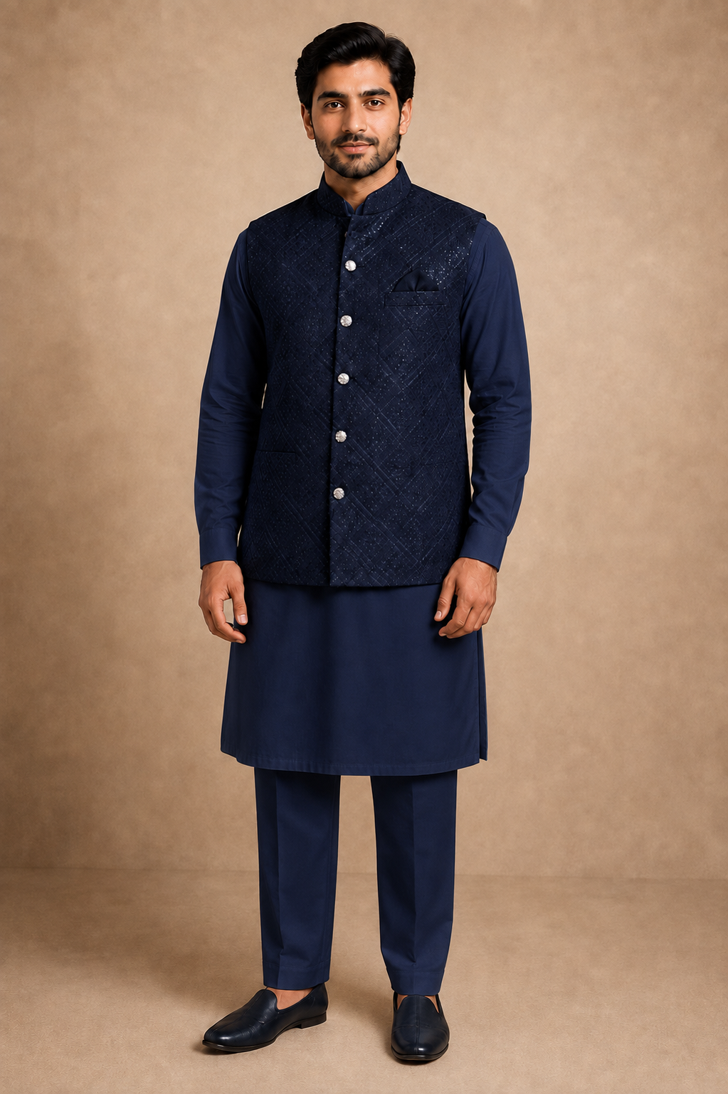 Navy Blue Fancy Waistcoat set