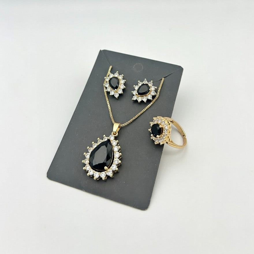 Black-3D Zircon Locket Set