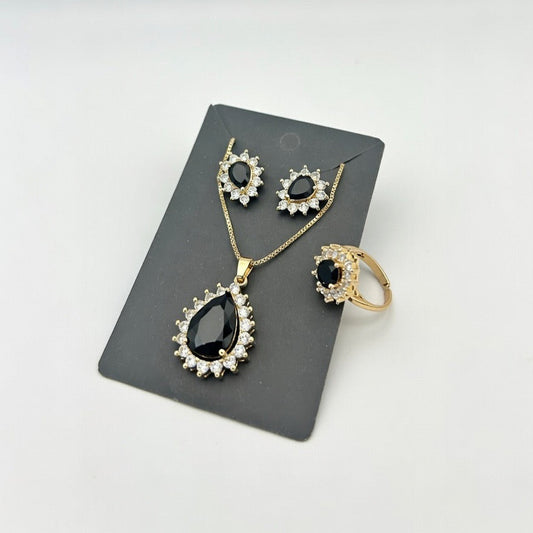 Black-3D Zircon Locket Set