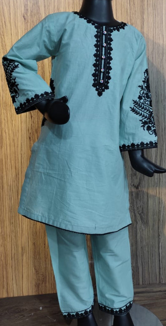 Light blue-3pc Cotton Shalwar kameez