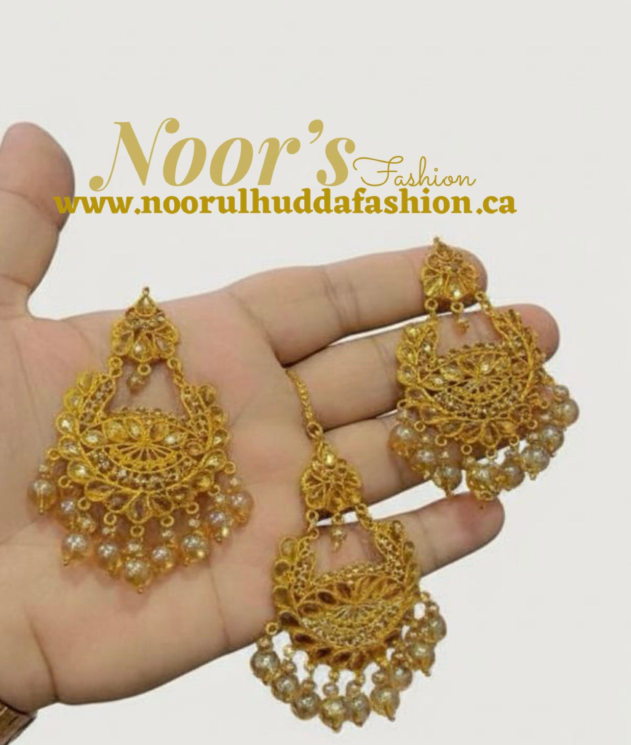 Golden-Kundan Earings and Tikka