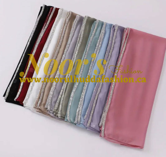 Chiffon Fancy Hijab with Crystal Beads