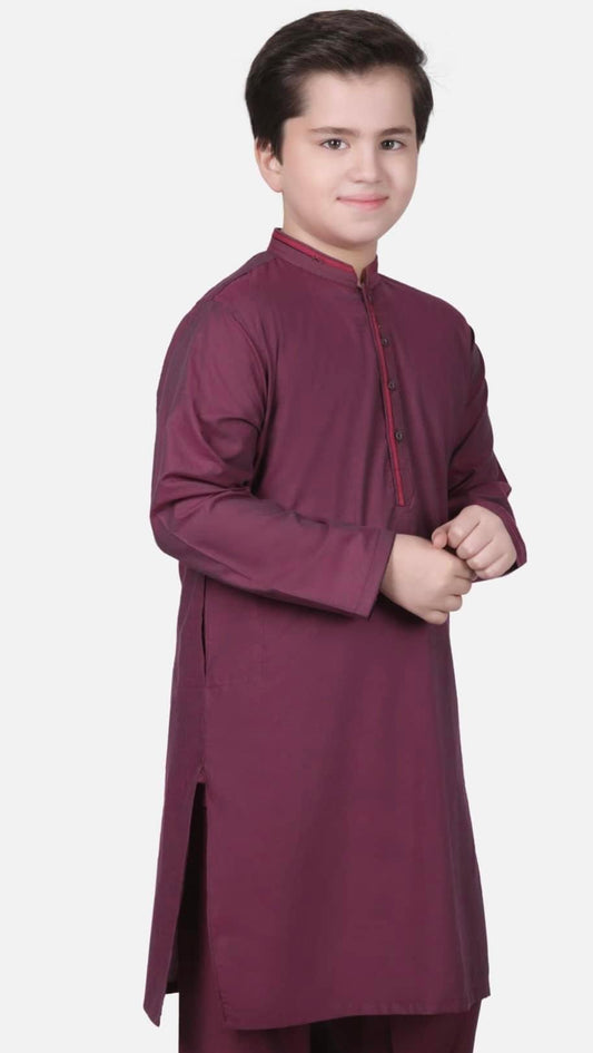 Maroon-Kameez Shalwar-Kids Boys-Edenrobe