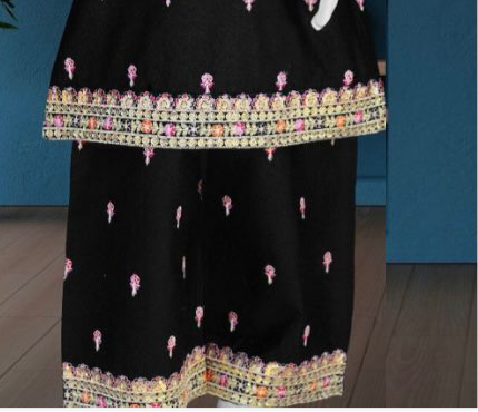 Black-3pc Cotton Kameez shalwar