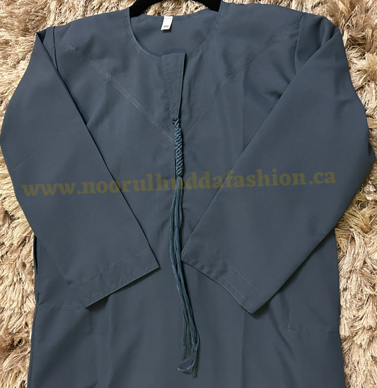 Dark Grey Blue-Noor’s-Kids Thobes-Emirati Style