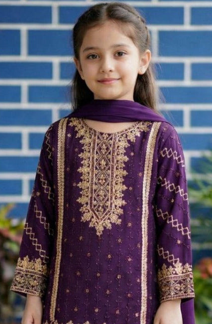 Noor’s-3Pc Shararah-Purple