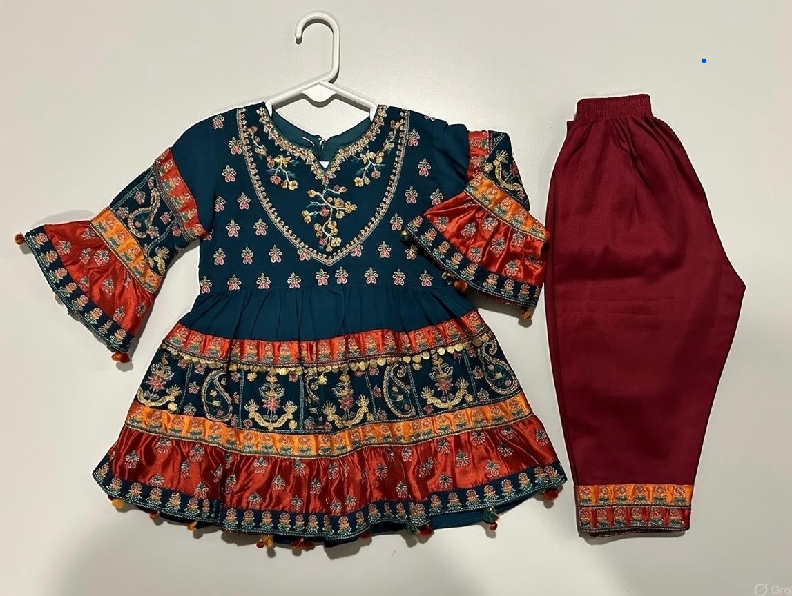 Green Fancy Frock-Baby-2Pc