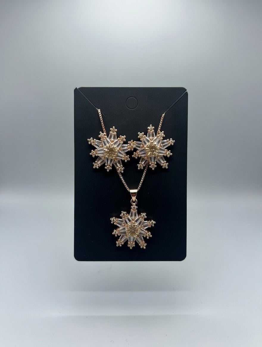 Champagne Golden-3D Zircon Locket Set