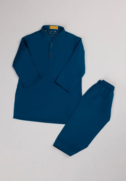 Teal Blue-Kameez Shalwar-Baby Boys- J.