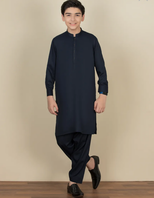 Navy Blue-Kameez Shalwar-Teen Boys- MTJ