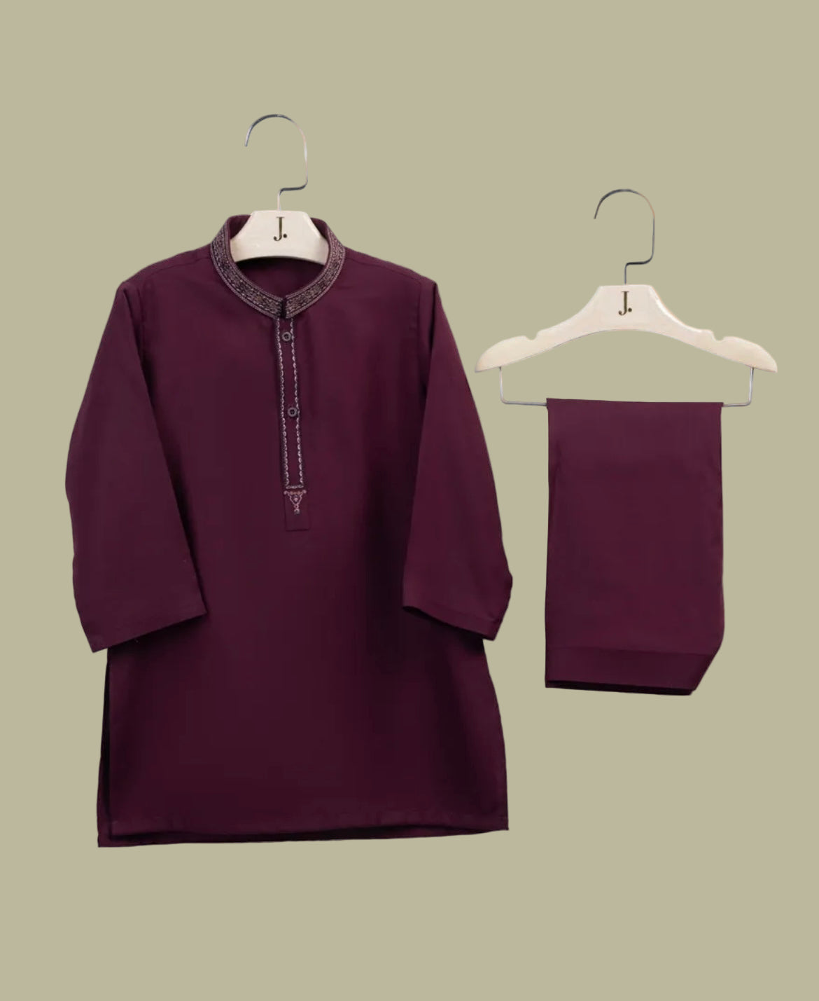 Burgundy-Kameez Shalwar-Baby Boys- J.