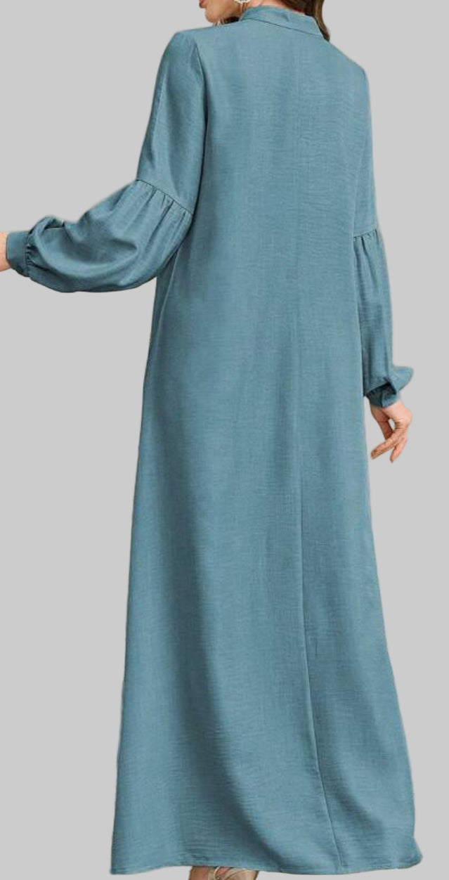 Noor's-Blue Dress-Embroidered