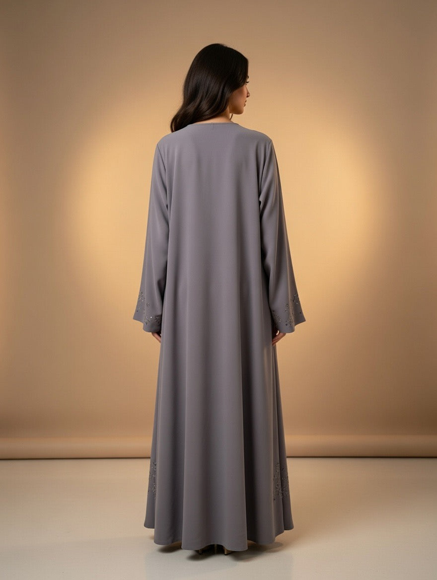 Noor’s-Light Grey Abaya set-2pc