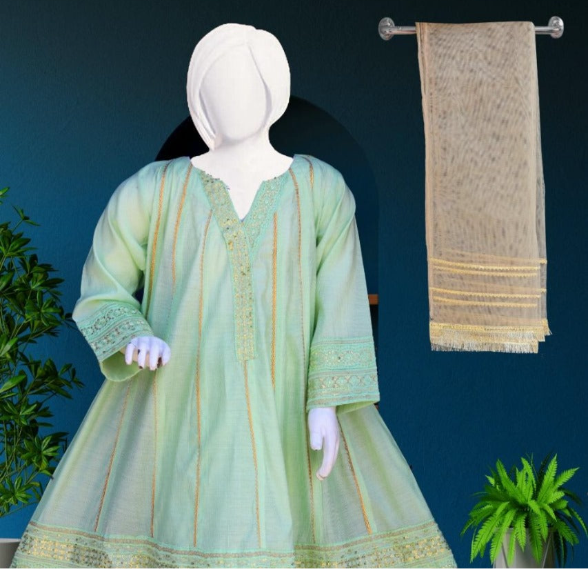 Mint Green-3pc Cotton Frock