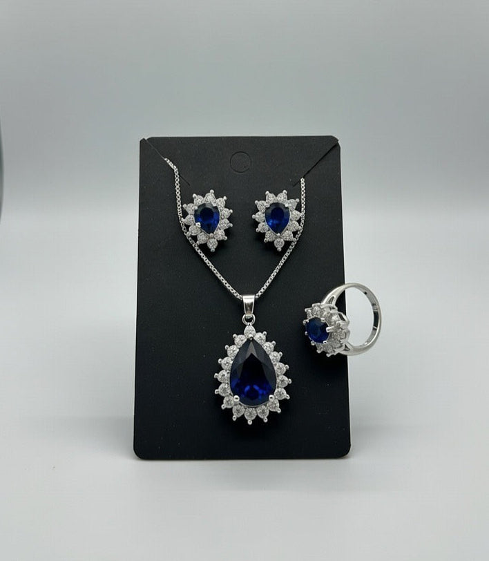 Blue-3D Zircon Locket Set