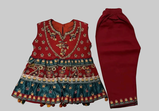 Red Fancy Frock-Baby-2Pc
