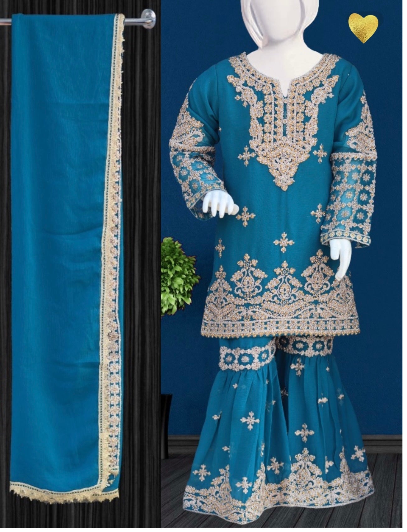 Noor’s 3pc Shararah Set-Blue