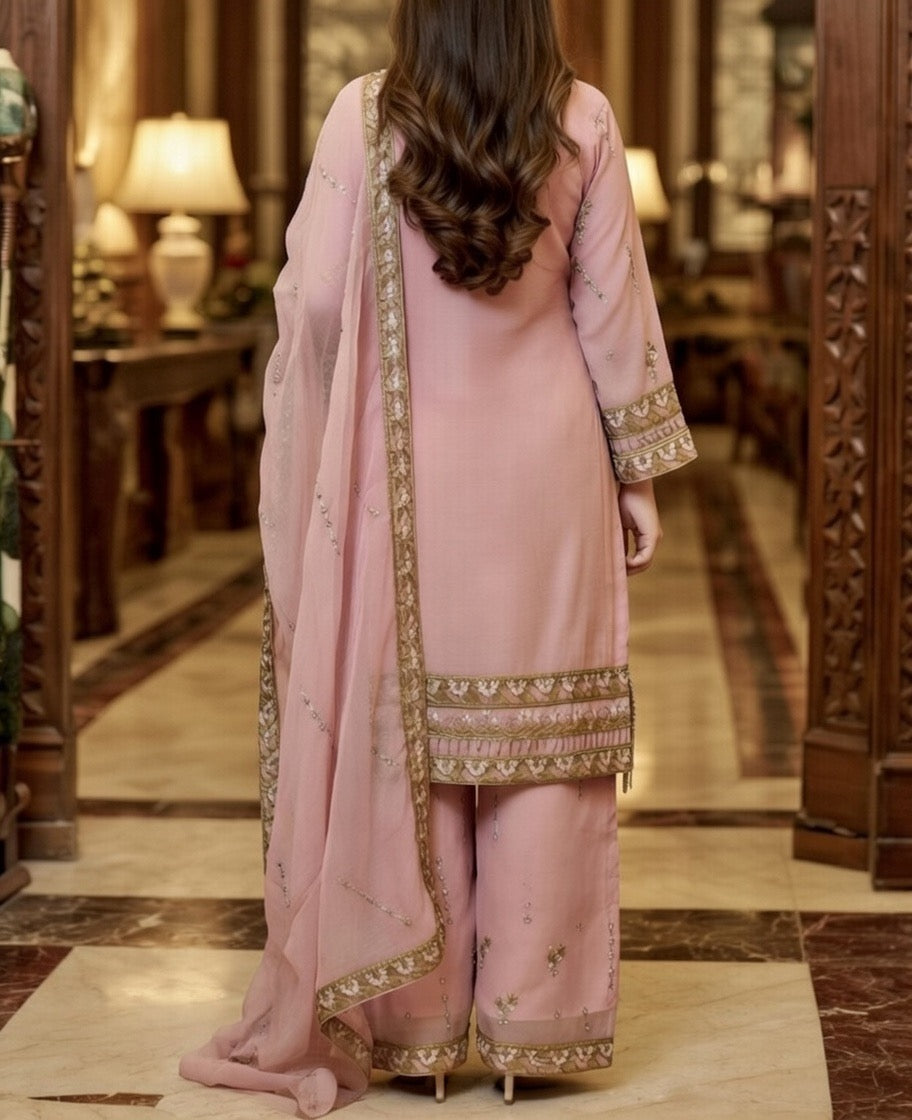 Noor’s-Festive Kameez Shalwar-Blush Pink