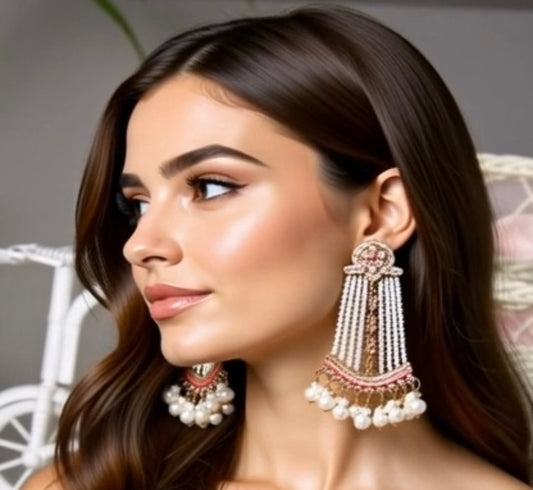 Large Pearl Jhumka/Tassel Earrings