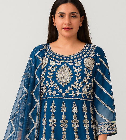 Noor’s Party Wear- Blue Frock