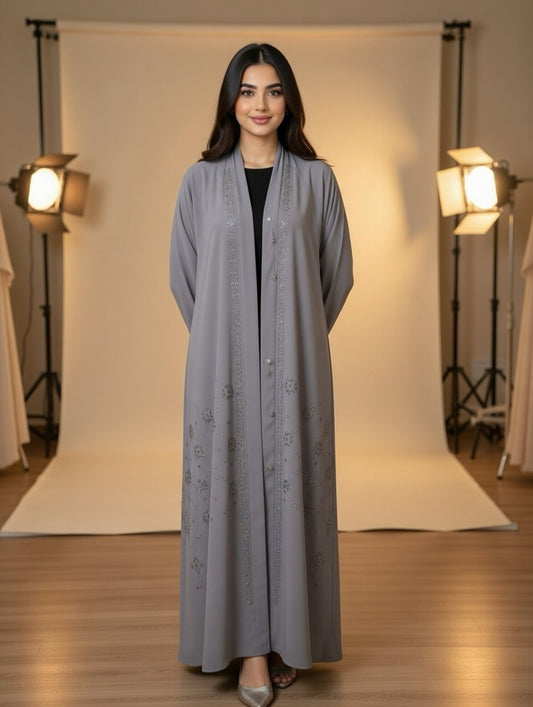 Noor’s-Light Grey Abaya set-2pc