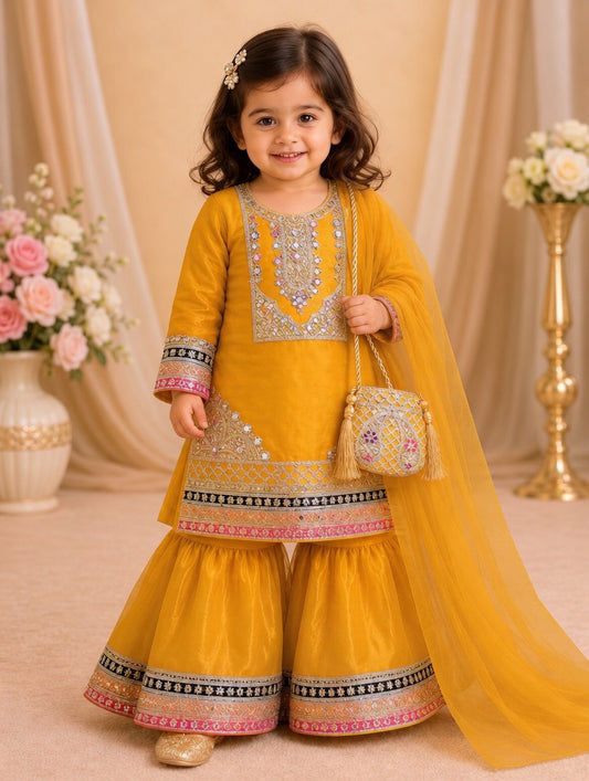 Noor’s-3Pc Sharara-Yellow