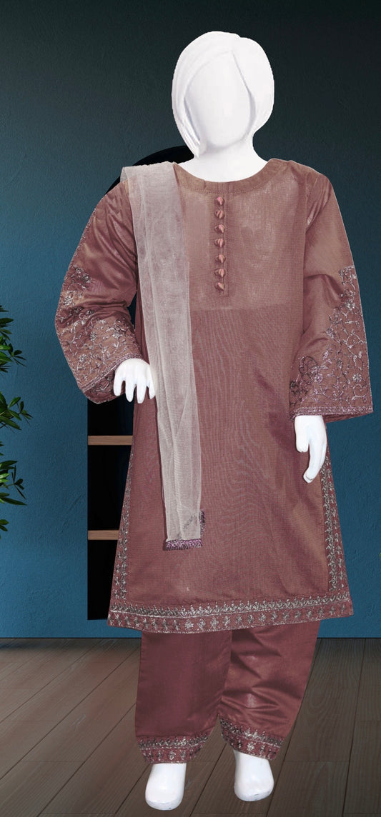 TeaPink-3pc Shalwar kameez