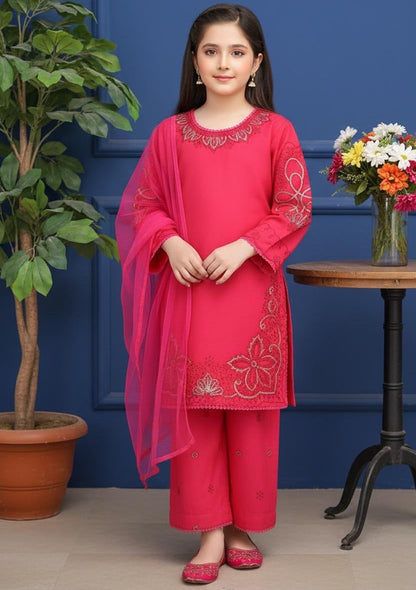 Noor’s-Pink/Red-Dhanak Kameez shalwar-3Pc