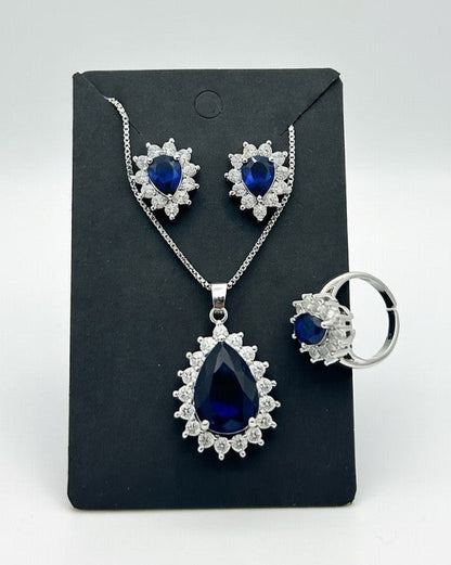 Blue-3D Zircon Locket Set