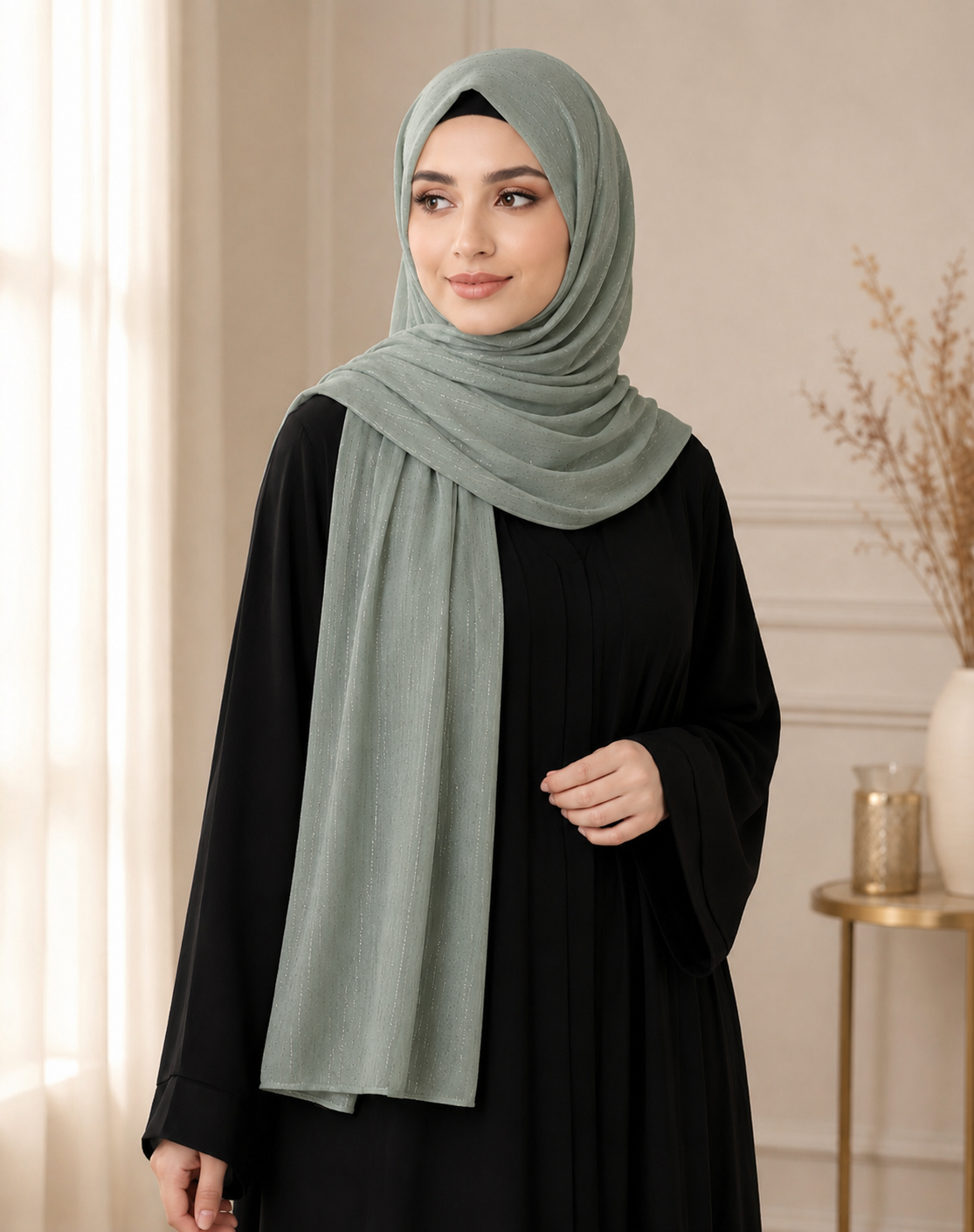 Fancy Chiffon Hijabs W/Shimmer Lines