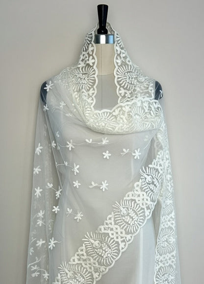 Ivory White Duppata-Soft Net