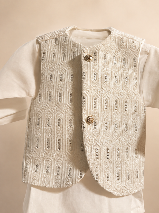 3pc White Outfit-baby boys